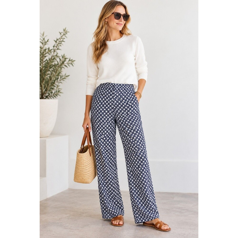 NWT Vineyard Vines Luxe Floral Silk Blend Wide Leg Pants Women’s Size 10 Preppy
